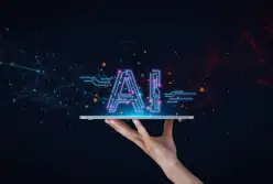 Sigla de AI em cima de um tablet representando como usar a inteligência artificial no dia a dia